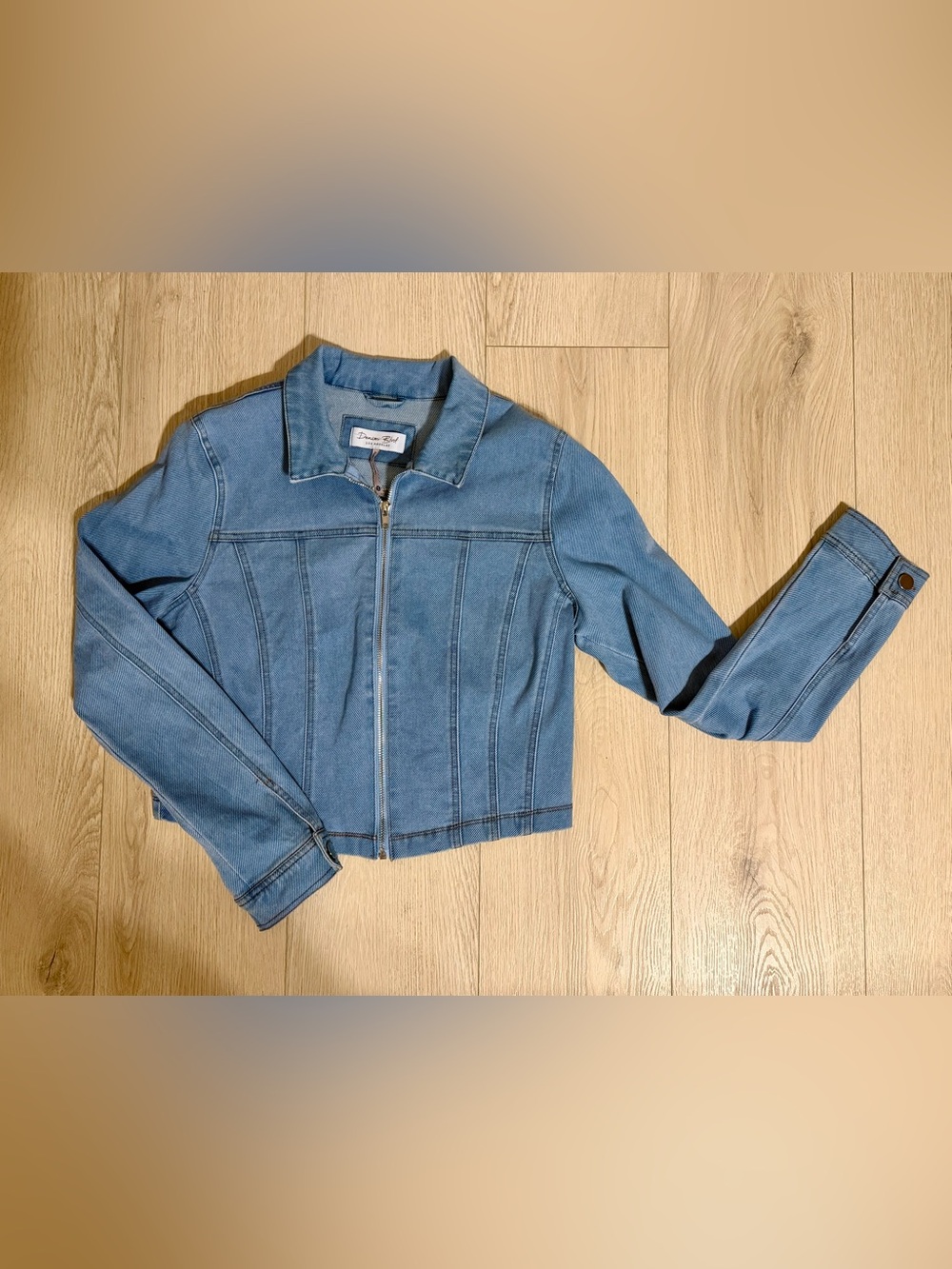 Never worn Women’s Light Wash Denim Zip Jacket